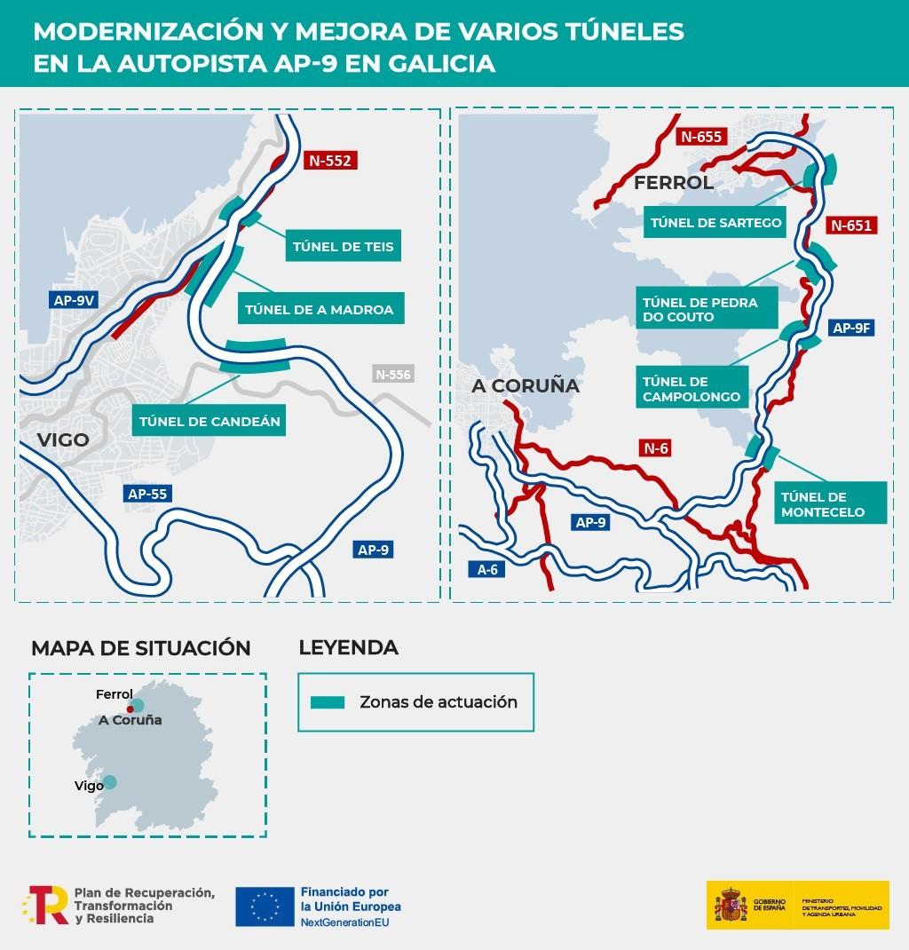 Sete T Neles Da Ap Ser N Modernizados Nas Provincias Da Coru A E