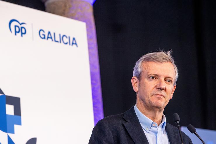 O presidente da Xunta de Galicia e candidato do PP á reelección, Alfonso Rueda, nun acto de campaña.. Agostime - Europa Press 