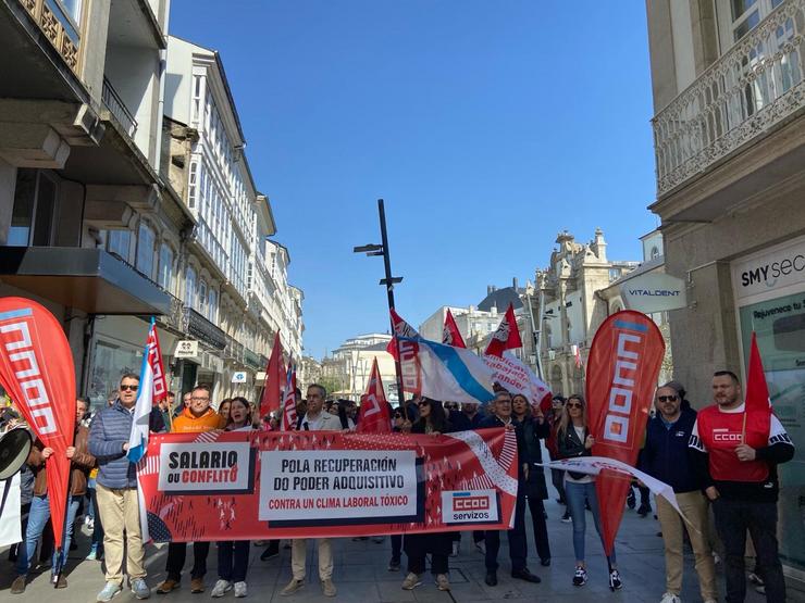 Protesta dos traballadores de banca na Coruña.. CC.OO. 