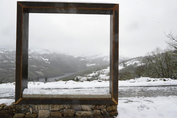 Unha paisaxe nevada, a 24 de febreiro de 2024, en Chandrexa de Queixa, Ourense /  Rosa Veiga - Arquivo