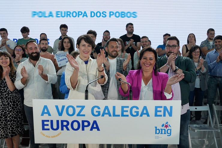 A portavoz nacional do BNG, Ana Pontón, nun acto coa candidata do Bloque ás eleccións europeas, Ana Miranda, en Vigo / BNG
