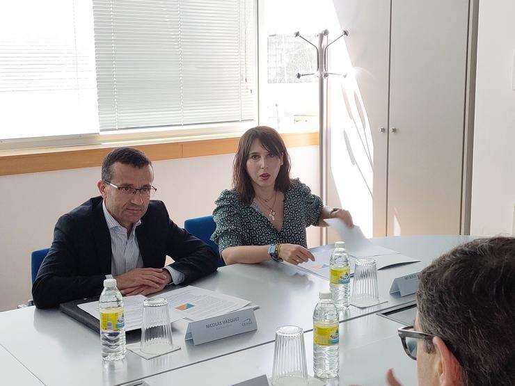 O secretario xeral de Industria, Nicolás Vázquez, e a conselleira de Economía e Industria, María Jesús Lorenzana, nunha reunión co Cluster de Empresas de Automoción de Galicia (CEAGA), a 31 de maio de 2024 / Europa Press