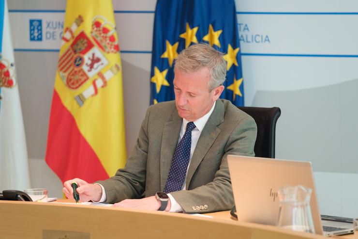 O presidente da Xunta, Alfonso Rueda, no Consello. DAVID CABEZON @ XUNTA / Europa Press