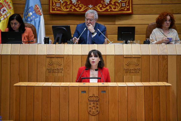 A conselleira de Economía e Industria, María Jesús Lorenzana, no debate da lei de recursos naturais de Galicia. XUNTA / Europa Press