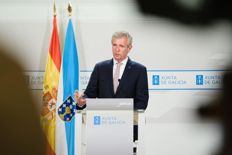 O presidente da Xunta, Alfonso Rueda, en rolda de prensa.. XUNTA / Europa Press