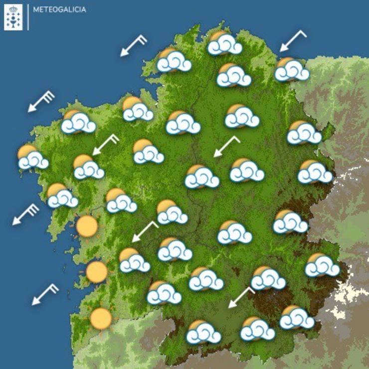 Os galegos irán votar con ceos anubrados e vento moderado do nordeste. CAPTURA METEOGALICIA