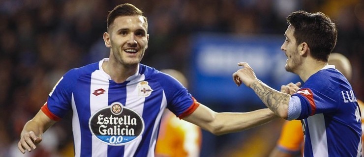 Luis Alberto asiste e Lucas Pérez marca: o 1-0 para o Dépor. 