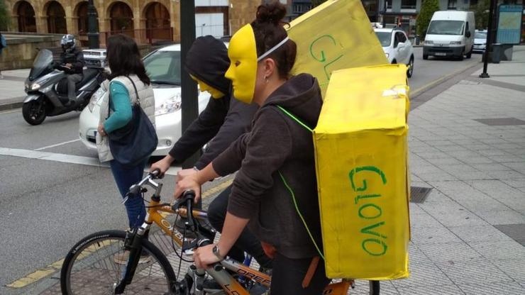 Protesta contra Glovo 