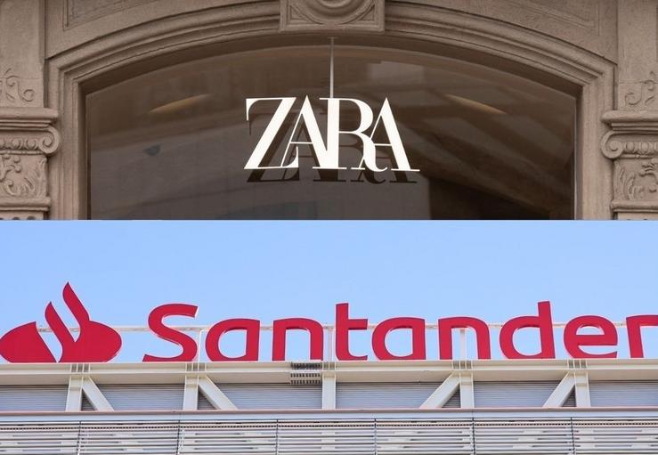 Montaxe de Zara e Santander, como as marcas españolas máis valiosas do mundo. / Europa Press