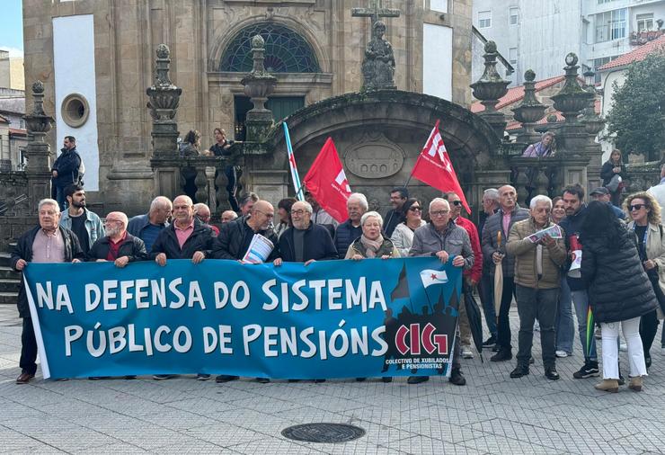 O colectivo de pensionistas e xubilados da CIG reclama que a pensión mínima sexa, "por lei", igual ao SMI. CIG / Europa Press