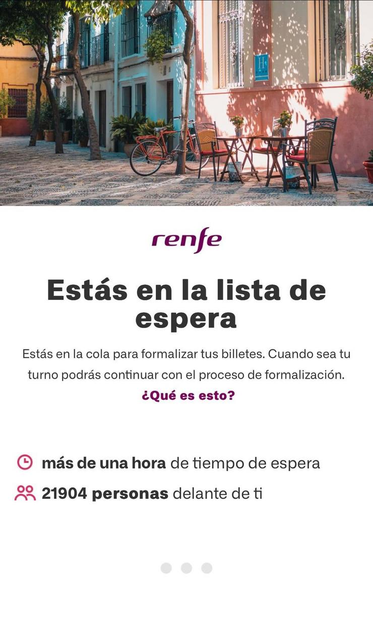 Lista de espera na aplicación de Renfe, o xoves 17 de outubro de 2024. / Europa Press