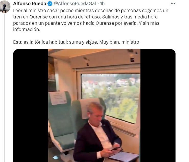 Mensaxe publicada o presidente da Xunta, Alfonso Rueda, na rede social 'X'. XUNTA 