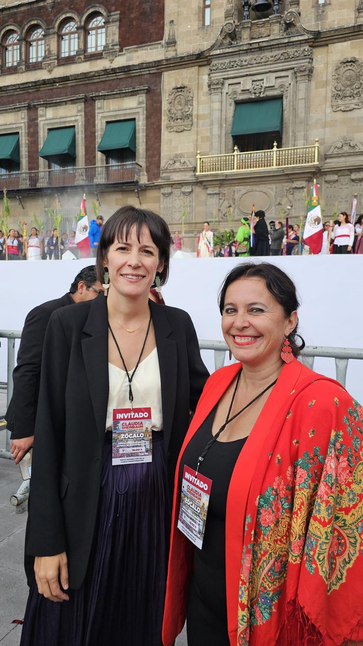 A portavoz nacional de BNG, Ana Pontón, e a eurodeputada Ana Miranda na toma de posesión da nova presidenta de México, Claudia Sheinbaum 