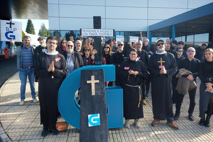 Concentración en San Marcos con motivo da 11ª xornada de folga na CRTVG. COMITÉ INTERCENTROS CRTVG 