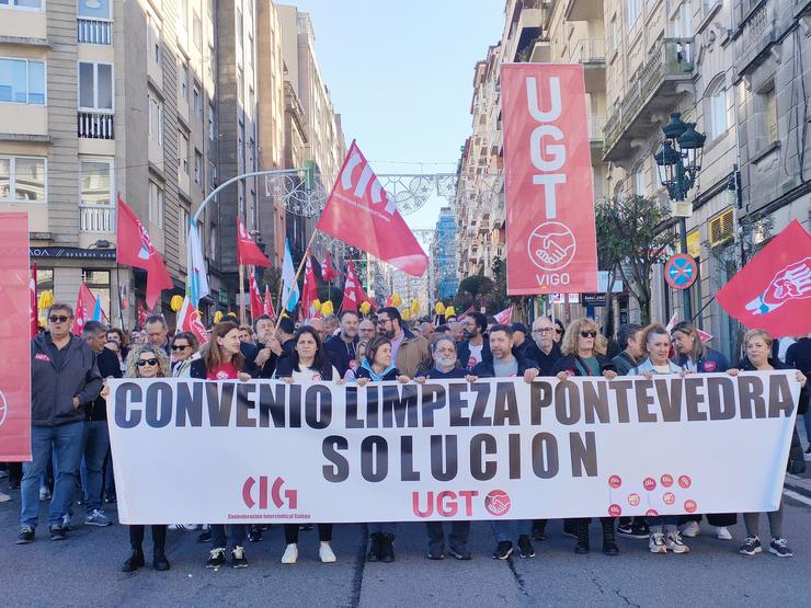 Manifestación do sector de limpeza de edificios e oficinas da provincia de Pontevedra / Europa Press