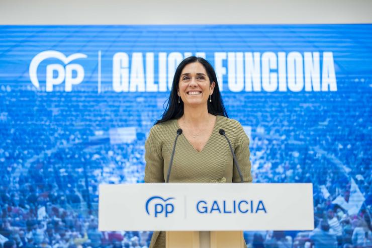 A secretaria xeral do PPdeG, Paula Prado, en rolda de prensa 