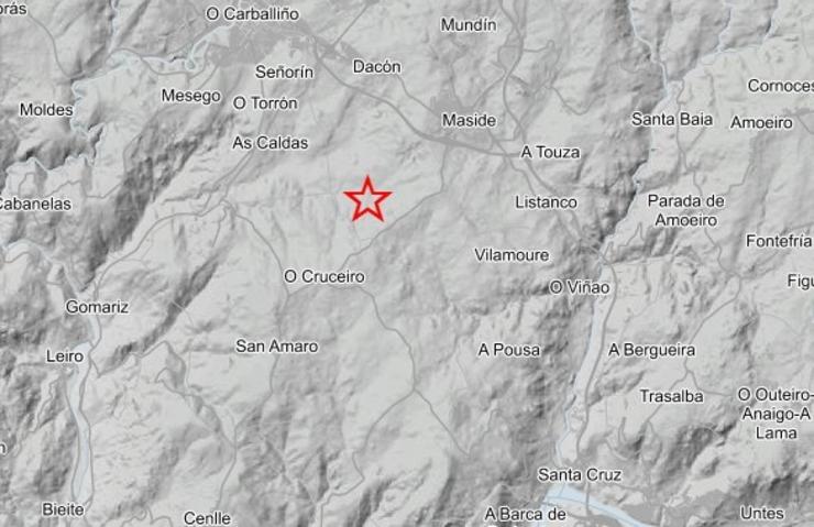 Terremoto rexistrado no municipio ourensán de Maside / IGN