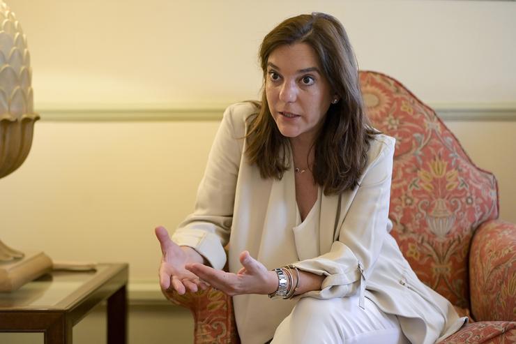 A alcaldesa da Coruña, Inés Rey,  durante unha entrevista a Europa Press 