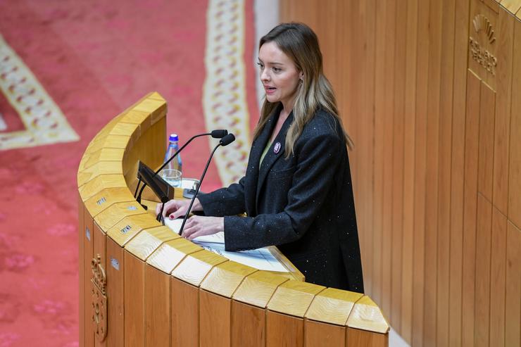 A conselleira de Política Social e Igualdade, Fabiola García, comparece no pleno do Parlamento galego.. XUNTA 