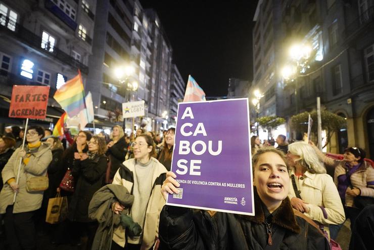 Manifestación polo 25N da plataforma Enche Feminista, a 25 de novembro de 2024, en Vigo, Galicia (España).. Javier Vázquez - Europa Press 