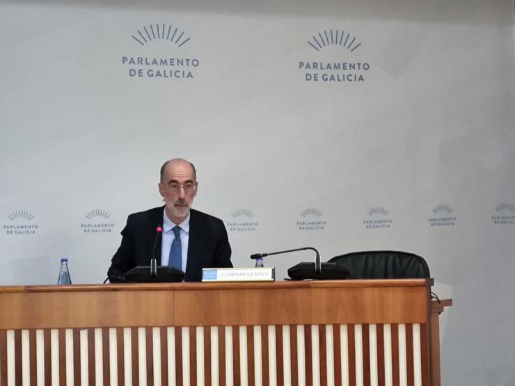 O exconselleiro de Sanidade e alcalde de Baiona, Jesús Vázquez Almuiña, comparece na comisión de investigación de contratos da Xunta no Parlamento de Galicia 