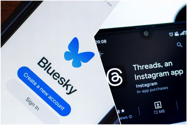 Redes sociais Blusky e Threads