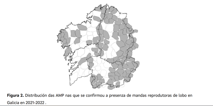 Mapa de mandas reprodutoras de lobos