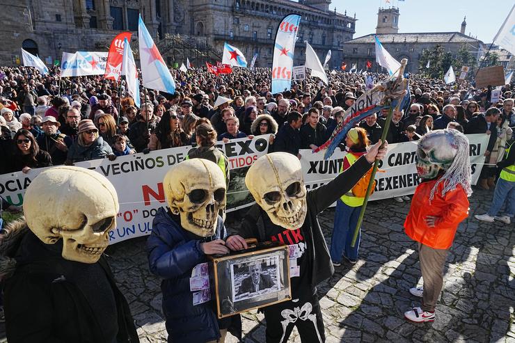 Manifestación contra o proxecto de macrocelulosa de Altri en Palas de Rei (Lugo), celebrada o 15 de decembro de 2024 en Santiago de Compostela. Álvaro Ballesteros - Europa Press