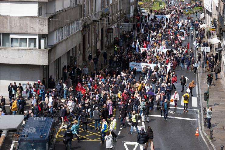 Manifestación en defensa da lingua galega, a 17 de maio de 2024, en Santiago de Compostela 