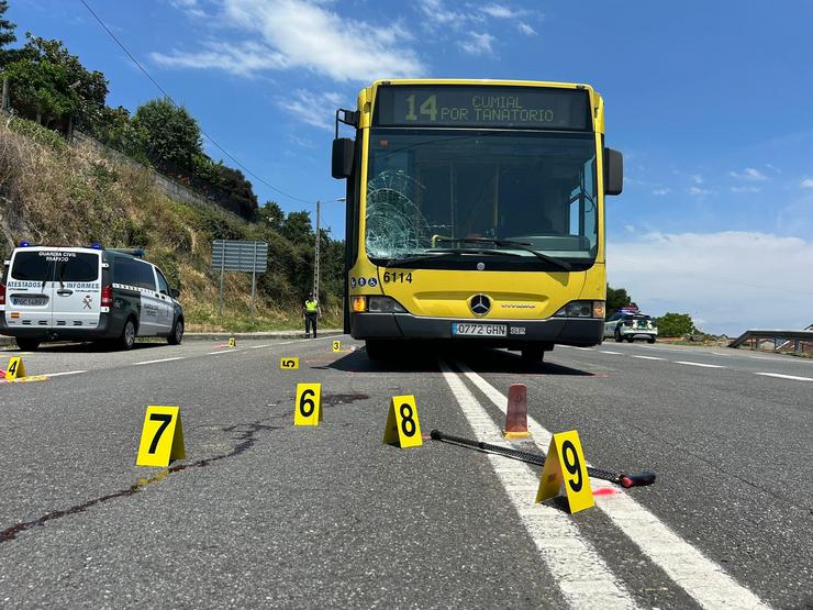 Autobús implicado no atropelo mortal dunha septuaxenaria en Ourense.. GARDA CIVIL / Europa Press