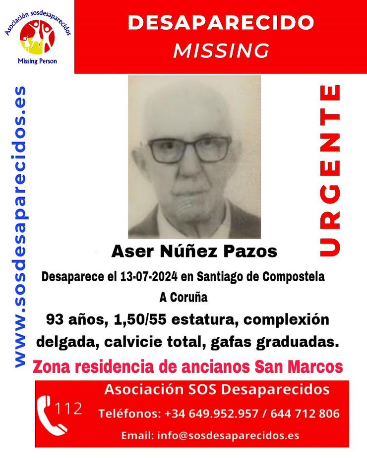 Aser Núñez Pazos. SOS Desaparecidos.. SOS DESAPARECIDOS / Europa Press