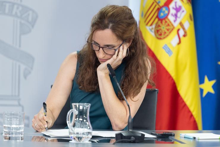 A ministra de Sanidade, Mónica García, durante unha rolda de prensa posterior ao Consello de Ministros, no Palacio da Moncloa, a 30 de xullo de 2024, en Madrid (España).. Eduardo Parra - Europa Press / Europa Press