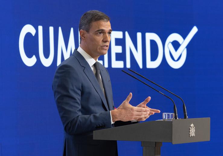 O presidente do Goberno, Pedro Sánchez, comparece para facer balance do curso político.. Eduardo Parra - Europa Press 