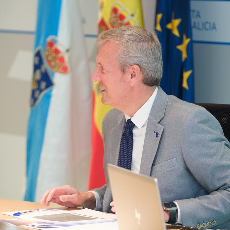 O presidente do goberno galego, Alfonso Rueda, na reunión do Consello da Xunta / DAVID CABEZON 