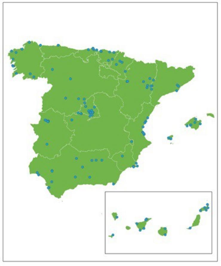 Mapa das 120 áreas degradadas para restaurar en España. SÉ/BIRDLIFE / Europa Press