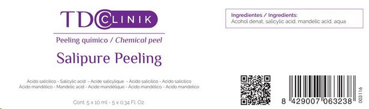 O AEMPS informa o cesamento de comercialización e retirada do mercado do cosmético TDC Clinik - Salipure Peeling Chemica. AEMPS 