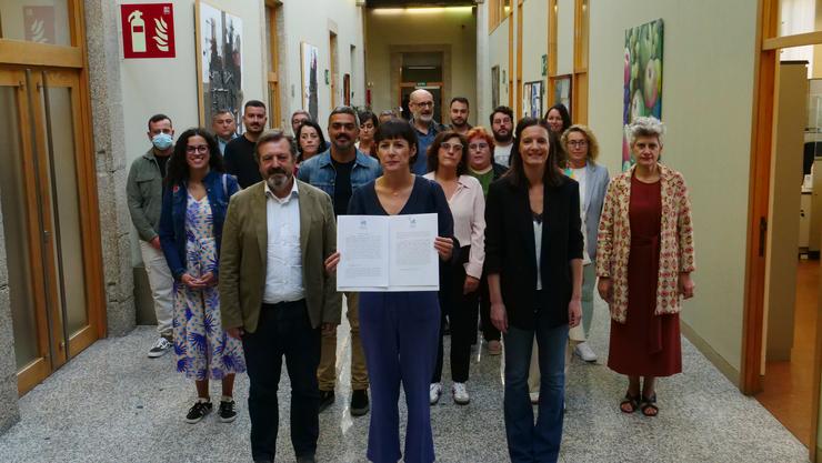 Ana Pontón e deputados do BNG na presentación da comisión de investigación dos contratos da época de Feijóo a Eulen e os sobrecustes do Cunqueiro 