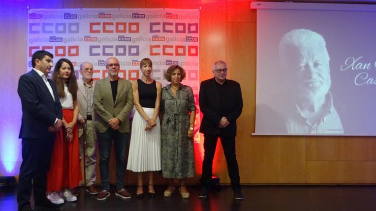 Acto de homenaxe ao histórico sindicalista de CCOO Galicia Xan María Castro, no que participa o secretario xeral de CCOO, Unai Xordo. CCOO 