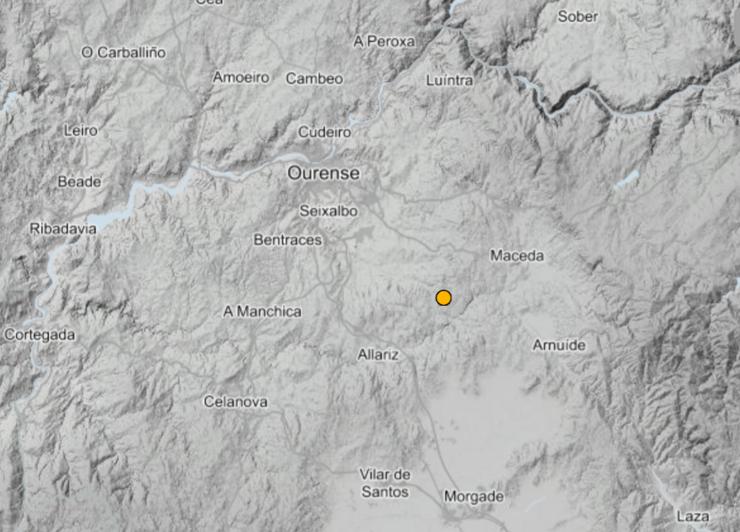 Captura zona terremoto/ Instituto Xeográfico Nacional 