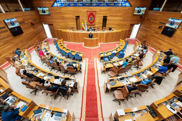 O conselleiro de Cultura, Lingua e Xuventude, José López Campos, no Parlamento de Galicia.. XUNTA 