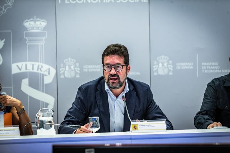 O secretario de Estado de Traballo, Joaquín Pérez Rei, durante a reunión de diálogo social sobre redución de xornada deste luns, 9 de setembro. MINISTERIO DE TRABALLO 