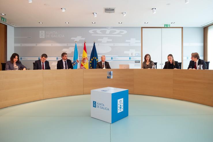 O titular do Goberno galego, Alfonso Rueda, preside a reunión do Consello da Xunta.. XUNTA 