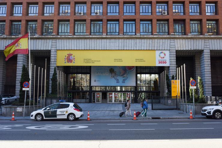 Fachada da sede do Ministerio de Sanidade, a 5 de xaneiro de 2024, en Madrid 