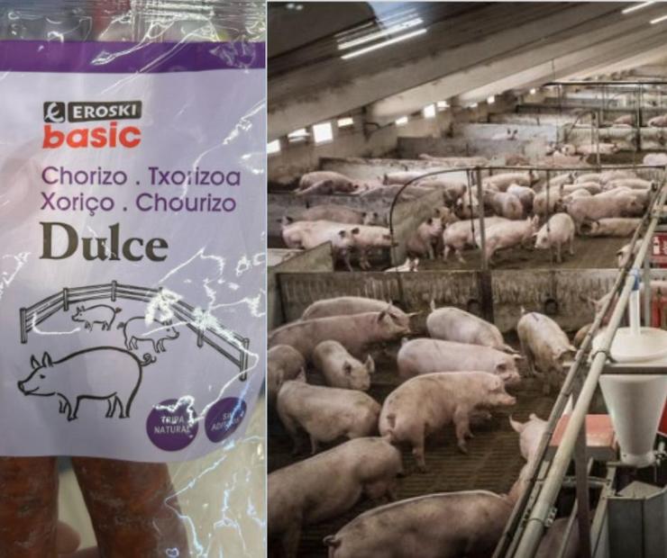 Publicidade enganosa de produtos cárnicos procedentes de macrogranxas en Vegalsa-Eroski 