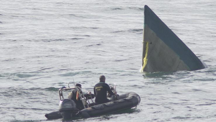 O narcosubmarino localizado na Costa da Morte, no momento do seu afundimento 