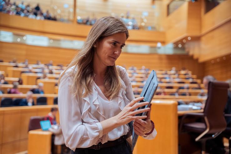 A vicepresidenta terceira e ministra para a Transición Ecolóxica e o Reto Demográfico, Sara Aagesen, durante unha sesión de control ao Goberno no Senado, a 11 de febreiro de 2025, en Madrid (España). O Goberno enfróntase á primeira sesión de cont. Gabriel Luengas - Europa Press / Europa Press