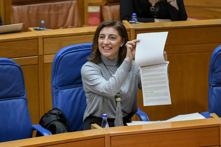 A conselleira de Medio Ambiente, Ángeles Vázquez, no Parlamento 