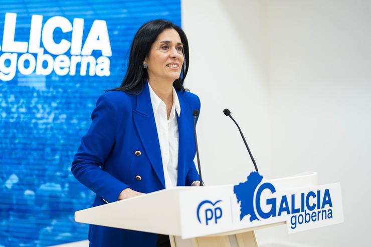 A secretaria xeral do PPdeG, Paula Prado, en rolda de prensa 