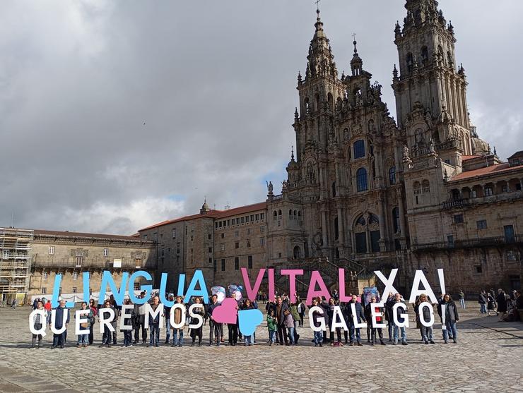 Queremos Galego 'quenta motores' para a manifestación do próximo domingo cun acto reivindicativo en Santiago. 