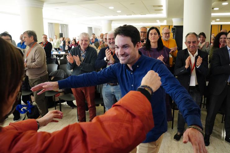 O novo secretario de UGT Galicia, Cristóbal Medeiros, chega á clausura do 14º Congreso UGT Galicia, a 27 de febreiro de 2025, en Santiago de Compostela / Álvaro Ballesteros